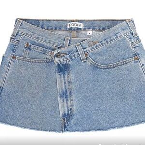 Parke Women's Light-wash Denim Crossover Mini Skirt